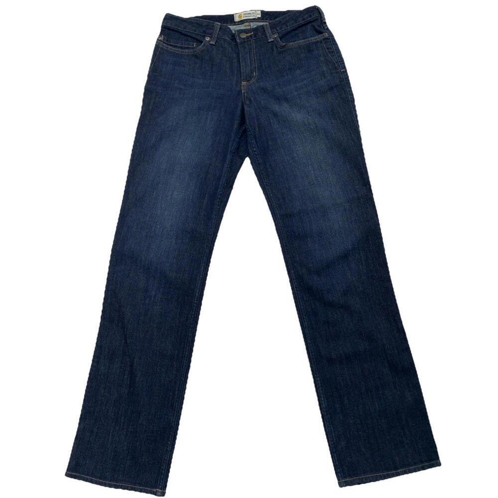 Carhartt Womens Sz 8 Tall Rugged Flex Relaxed Fit Jeans Stretch Blue
